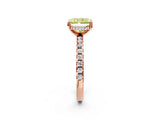 Rose gold Fancy Yellow Radiant Cut Diamond Solitaire Ring with Round  Pavé Band and Four-Prong Setting_50