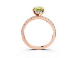 Rose gold Fancy Yellow Radiant Cut Diamond Solitaire Ring with Round  Pavé Band and Four-Prong Setting_51
