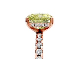 Rose gold Fancy Yellow Radiant Cut Diamond Solitaire Ring with Round  Pavé Band and Four-Prong Setting_53