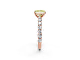 Rose gold Fancy Yellow Radiant Cut Diamond Solitaire Ring with Shared Prong Pavé Band and Four-Prong Setting_70
