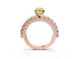 Rose gold Fancy Yellow Radiant Cut Diamond Solitaire Ring with Shared Prong Pavé Band and Four-Prong Setting_71