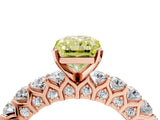 Rose gold Fancy Yellow Radiant Cut Diamond Solitaire Ring with Shared Prong Pavé Band and Four-Prong Setting_72