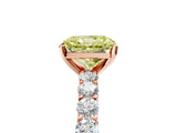 Rose gold Fancy Yellow Radiant Cut Diamond Solitaire Ring with Shared Prong Pavé Band and Four-Prong Setting_73