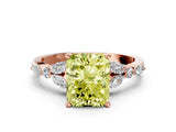 Rose gold Fancy Yellow Radiant Cut Diamond Solitaire Ring with Side Stones and Four-Prong Setting_37