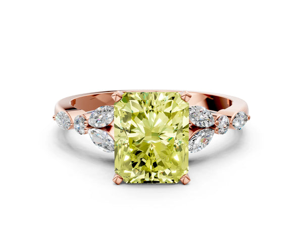 Rose Gold Radiant Cut Engagement Ring Setting for Fancy Yellow Center