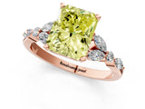 Rose gold Fancy Yellow Radiant Cut Diamond Solitaire Ring with Side Stones and Four-Prong Setting_38