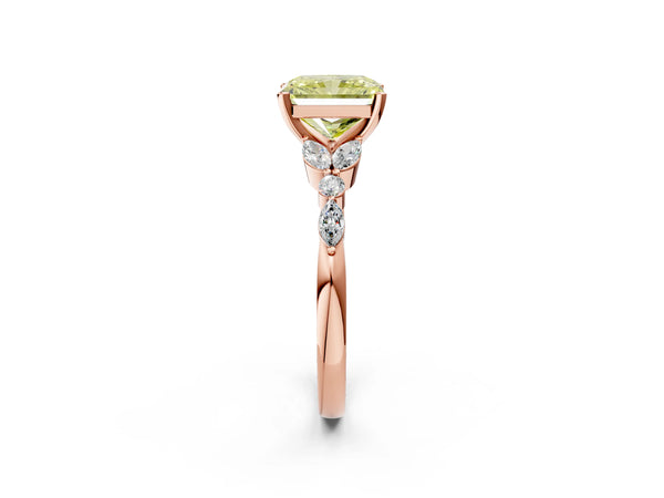 Rose Gold Radiant Cut Engagement Ring Setting for Fancy Yellow Center