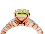 Rose gold Fancy Yellow Radiant Cut Diamond Solitaire Ring with Side Stones and Four-Prong Setting_41