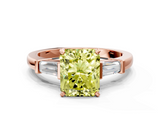 Rose gold Fancy Yellow Radiant  Cut Diamond Solitaire Ring with Tapered Baguette Accents and Four-Prong Setting_45