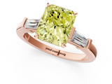 Rose gold Fancy Yellow Radiant  Cut Diamond Solitaire Ring with Tapered Baguette Accents and Four-Prong Setting_46