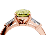 Rose gold Fancy Yellow Radiant  Cut Diamond Solitaire Ring with Tapered Baguette Accents and Four-Prong Setting_49