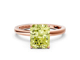 Rose gold Fancy Yellow Radiant Cut Diamond Solitaire Ring with Thin Band and Prong Setting_12