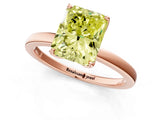 Rose gold Fancy Yellow Radiant Cut Diamond Solitaire Ring with Thin Band and Prong Setting_13