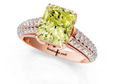 Rose gold Fancy Yellow Radiant Cut Diamond Solitaire Ring with Three-Row Pavé Band and Four-Prong Setting_39