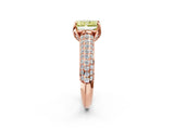 Rose gold Fancy Yellow Radiant Cut Diamond Solitaire Ring with Three-Row Pavé Band and Four-Prong Setting_40