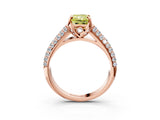 Rose gold Fancy Yellow Radiant Cut Diamond Solitaire Ring with Three-Row Pavé Band and Four-Prong Setting_41