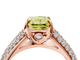 Rose gold Fancy Yellow Radiant Cut Diamond Solitaire Ring with Three-Row Pavé Band and Four-Prong Setting_42