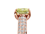 Rose gold Fancy Yellow Radiant Cut Diamond Solitaire Ring with Three-Row Pavé Band and Four-Prong Setting_43
