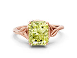 Rose gold Fancy Yellow Radiant Cut Diamond Solitaire Ring with Twist Band and Four-Prong Setting_141