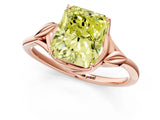 Rose gold Fancy Yellow Radiant Cut Diamond Solitaire Ring with Twist Band and Four-Prong Setting_142