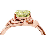 Rose gold Fancy Yellow Radiant Cut Diamond Solitaire Ring with Twist Band and Four-Prong Setting_145