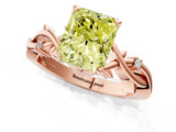 Rose gold Fancy Yellow Radiant Cut Diamond Solitaire Ring with Twisted Band and Prong Setting_236