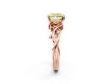 Rose gold Fancy Yellow Radiant Cut Diamond Solitaire Ring with Twisted Band and Prong Setting_237