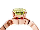 Rose gold Fancy Yellow Radiant Cut Diamond Solitaire Ring with Twisted Band and Prong Setting_239