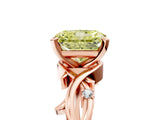 Rose gold Fancy Yellow Radiant Cut Diamond Solitaire Ring with Twisted Band and Prong Setting_240