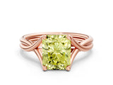 Rose gold Fancy Yellow Radiant Cut Diamond Solitaire Twist Band Prong Setting Ring_55