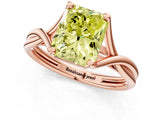 Rose gold Fancy Yellow Radiant Cut Diamond Solitaire Twist Band Prong Setting Ring_56