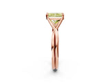 Rose gold Fancy Yellow Radiant Cut Diamond Solitaire Twist Band Prong Setting Ring_57