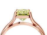 Rose gold Fancy Yellow Radiant Cut Diamond Solitaire Twist Band Prong Setting Ring_59