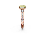 Rose gold Fancy Yellow Radiant  Cut Diamond Solitaire with Pave Band and Four-Prong Setting 2
