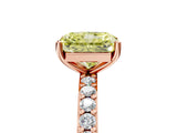 Rose gold Fancy Yellow Radiant  Cut Diamond Solitaire with Pave Band and Four-Prong Setting 5