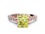 Rose gold Fancy Yellow Radiant  Cut Diamond Solitaire with Pave Band and Four-Prong Setting_130