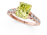 Rose gold Fancy Yellow Radiant  Cut Diamond Solitaire with Pave Band and Four-Prong Setting_131