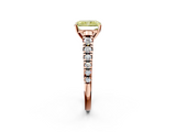 Rose gold Fancy Yellow Radiant  Cut Diamond Solitaire with Pave Band and Four-Prong Setting_132