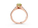 Rose gold Fancy Yellow Radiant  Cut Diamond Solitaire with Pave Band and Four-Prong Setting_133