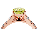 Rose gold Fancy Yellow Radiant  Cut Diamond Solitaire with Pave Band and Four-Prong Setting_134