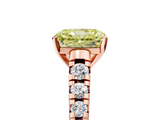 Rose gold Fancy Yellow Radiant  Cut Diamond Solitaire with Pave Band and Four-Prong Setting_135