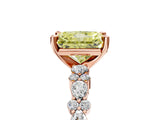 Rose gold Fancy Yellow Radiant Cut Diamond Solitaire with Side Stones, Pave Band, Four-Prong Setting_101