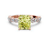 Rose gold Fancy Yellow Radiant Cut Diamond Solitaire with Side Stones, Pave Band, Four-Prong Setting_89