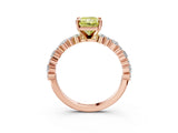 Rose gold Fancy Yellow Radiant Cut Diamond Solitaire with Side Stones, Pave Band, Four-Prong Setting_92