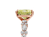 Rose gold Fancy Yellow Radiant Cut Diamond Solitaire with Side Stones, Pave Band, Four-Prong Setting_94