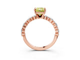 Rose gold Fancy Yellow Radiant Cut Diamond Solitaire with Side Stones, Pave Band, Four-Prong Setting_99