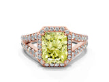 Rose gold Fancy Yellow Radiant Cut Diamond Split Shank Halo Ring with Four-Prong Setting_57