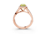 Rose gold Fancy Yellow Radiant Cut Diamond Split Shank Halo Ring with Four-Prong Setting_60