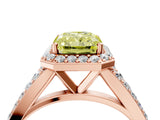 Rose gold Fancy Yellow Radiant Cut Diamond Split Shank Halo Ring with Four-Prong Setting_61