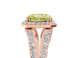 Rose gold Fancy Yellow Radiant Cut Diamond Split Shank Halo Ring with Four-Prong Setting_62